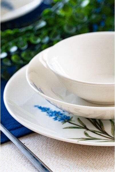 Jídelní sada 18 ks bílá/modrá/zelená/porcelán