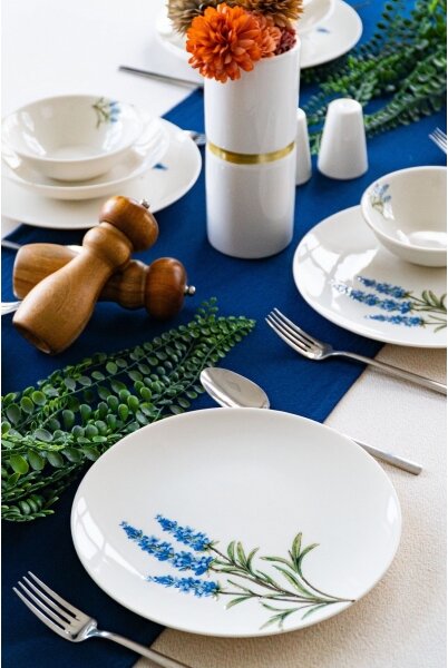 Jídelní sada 18 ks bílá/modrá/zelená/porcelán