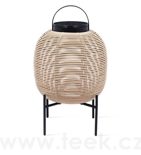 Vincent Sheppard Venkovní solární LED lampa Tika s ocelovou černou podnoží, Vincent Sheppard, Ø35x59 cm, umělý ratan barva black