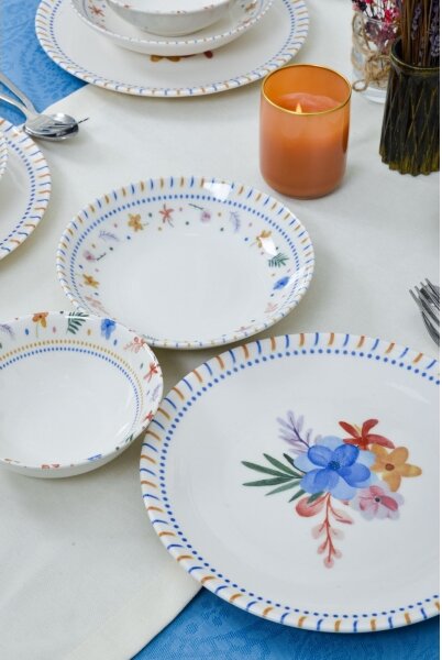 Jídelní sada 18 ks pestrobarevná/porcelán