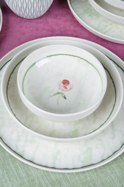 Jídelní sada 18 ks zelená/porcelán