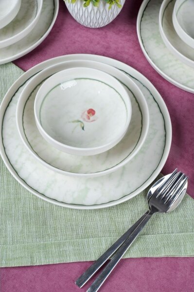 Jídelní sada 18 ks zelená/porcelán