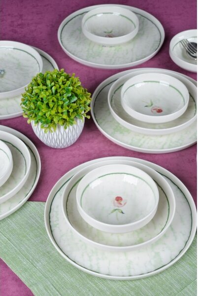 Jídelní sada 18 ks zelená/porcelán