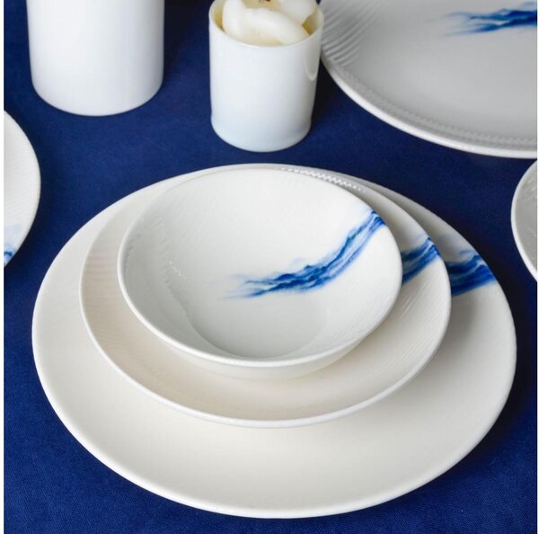 Jídelní sada 18 ks bílá/modrá/porcelán