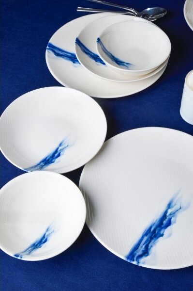 Jídelní sada 18 ks bílá/modrá/porcelán