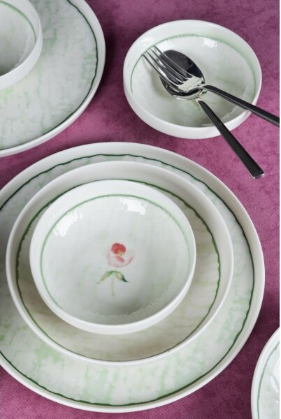 Jídelní sada 18 ks zelená/porcelán