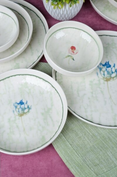 Jídelní sada 18 ks zelená/porcelán