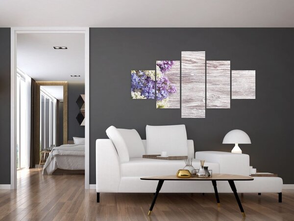 Obraz šeříků na dřevě (125x70 cm)