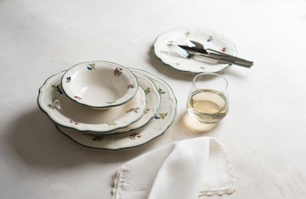 Jídelní sada 24 ks bílá/zelená/porcelán