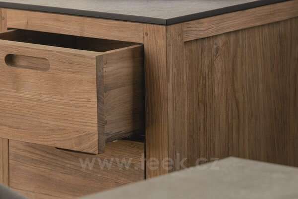 Stern Venkovní skříň - příborník s kolečky Elma, Stern, 150x58x88 cm, rám teak, deska HPL, quartz