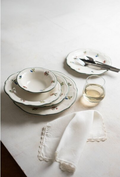 Jídelní sada 24 ks bílá/zelená/porcelán