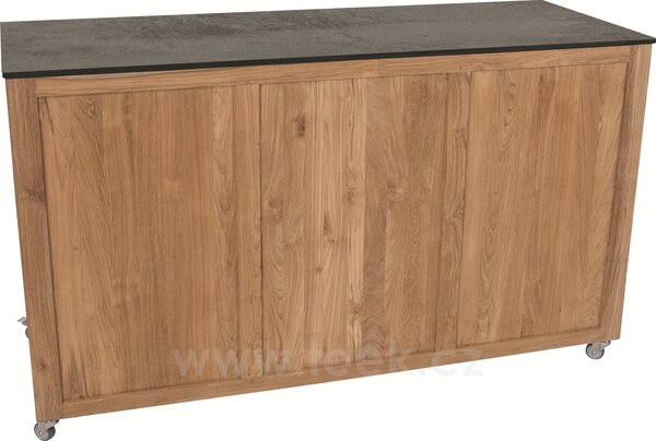 Stern Venkovní skříň - příborník s kolečky Elma, Stern, 150x58x88 cm, rám teak, deska HPL, quartz