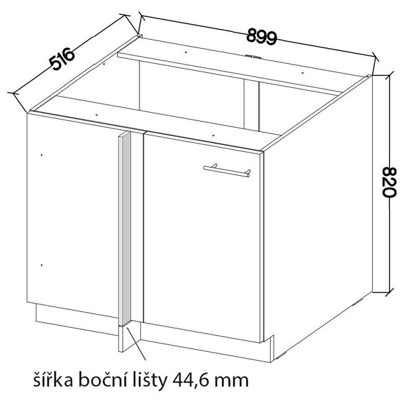 VIGO b | dolní skříňka 105ND 1F rohová s policí | 105x60 cm | lancelot/bílá lesk | UNI dvířka