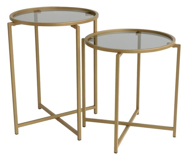 Kulaté odkládací stolky v sadě 2 ks ø 50 cm Gold – Neostill