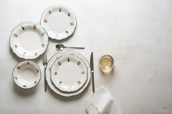 Jídelní sada 24 ks bílá/zelená/porcelán
