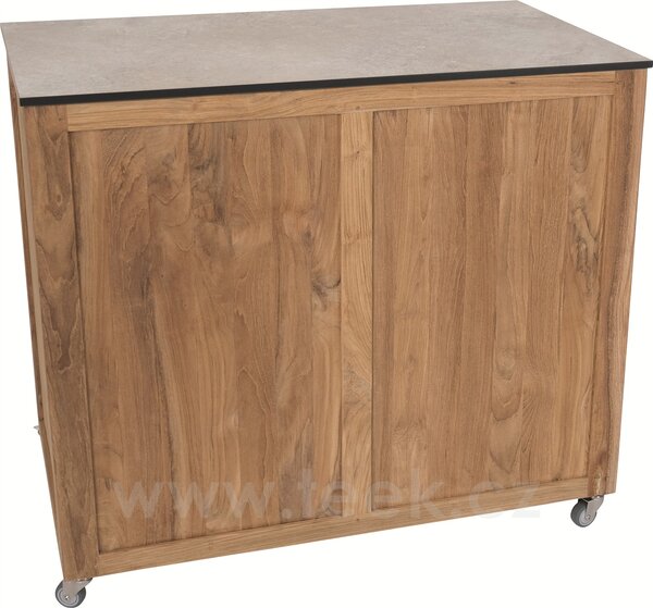 Stern Venkovní skříň - příborník s kolečky Elma, Stern, 100x58x88 cm, rám teak, deska HPL, quartz