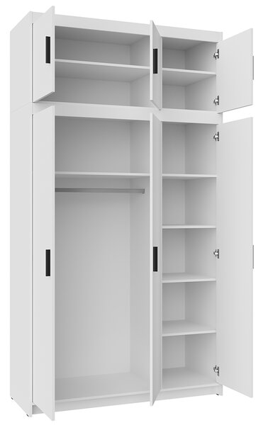 Šatní skříň ELENA 3D + nástavec | 133 cm | bílá