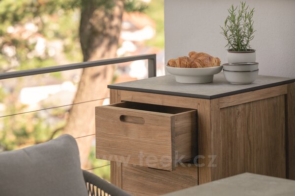 Stern Venkovní skříň - příborník s kolečky Elma, Stern, 50x58x88 cm, rám teak, deska HPL, quartz