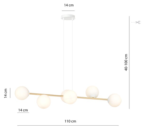 Emibig Gravity závěsné svítidlo 6x10 W bílá-zlatá 1242/6