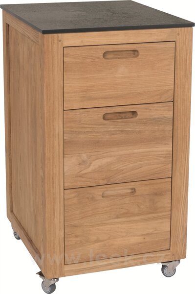 Stern Venkovní skříň - příborník s kolečky Elma, Stern, 50x58x88 cm, rám teak, deska HPL, quartz