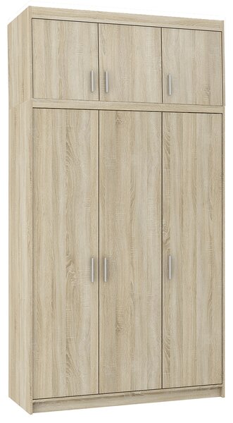 Šatní skříň ELENA 3D + nástavec | 133 cm | dub sonoma