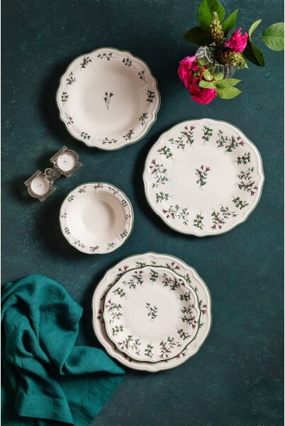 Jídelní sada 24 ks bílá/zelená/červená/porcelán