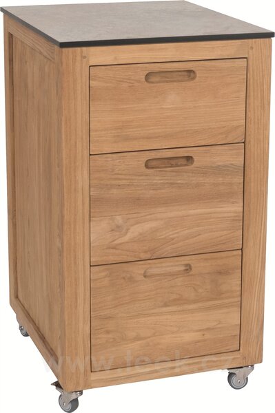 Stern Venkovní skříň - příborník s kolečky Elma, Stern, 50x58x88 cm, rám teak, deska HPL, quartz