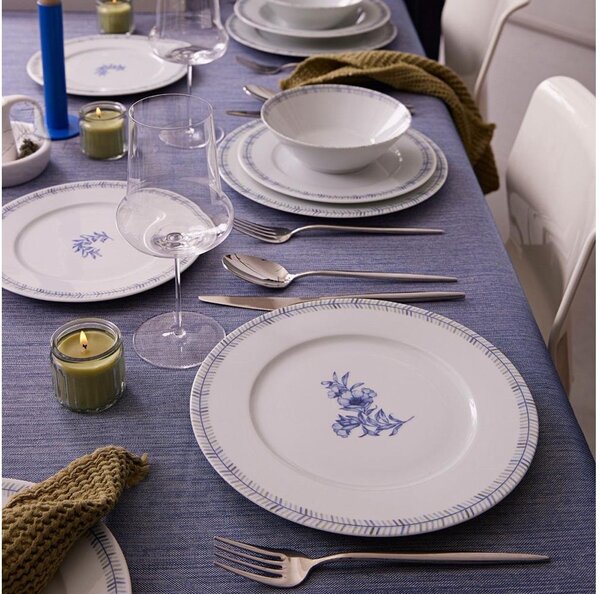 Jídelní sada 24 ks bílá/modrá/porcelán