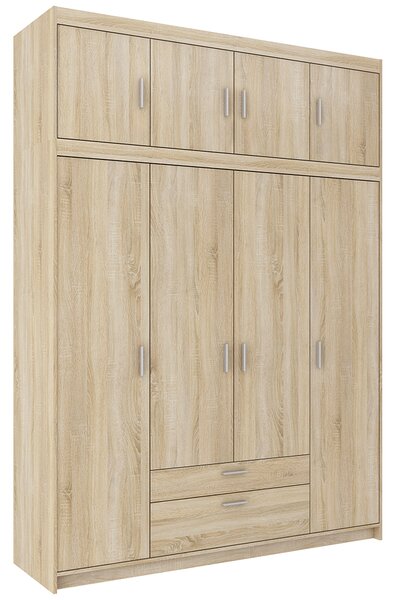 Šatní skříň ELENA 4D 2S + nástavec | 176,3 cm | dub sonoma