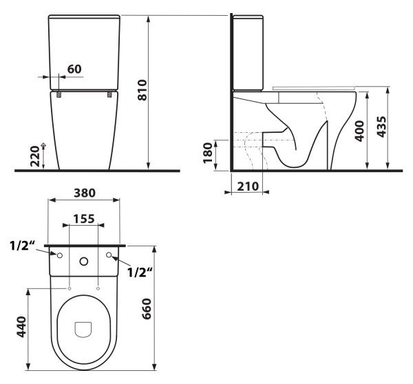Sapho - WC kombi BELLO spodní/zadní odpad keramika/bílá