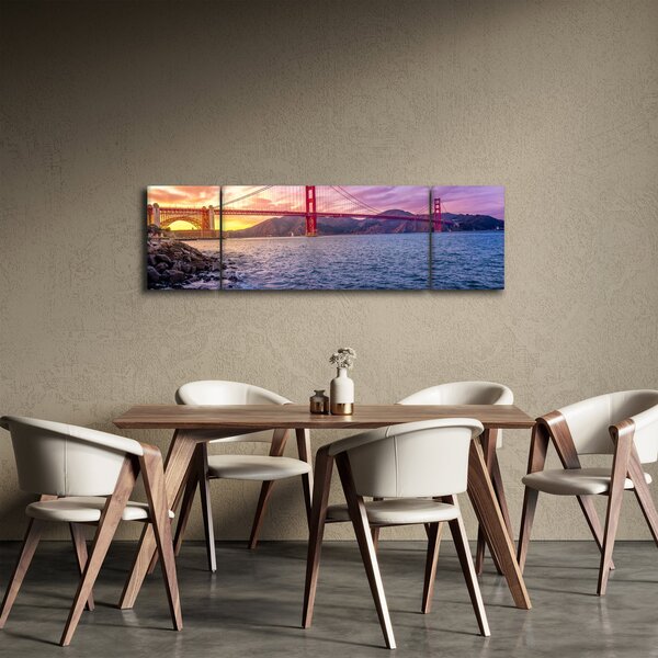 Obraz mostu se západem slunce (170x50 cm)