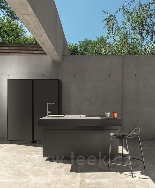 Talenti Kuchyňský modul s plynovým grilem a dřezem Tikal, 160x60x90 cm, černá lakovaná dvířka, keramická deska šedá (bez rozšiřujících prvků)