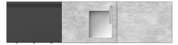 Talenti Kuchyňský modul s plynovým grilem, dřezem a pracovní deskou Tikal, Talenti, 240x60x90 cm, černá lakovaná dvířka, keramická deska světle šedá
