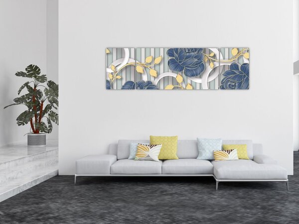 Obraz - Růže a kruhy (170x50 cm)
