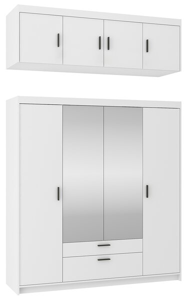 Šatní skříň ELENA 4D 2S + zrcadlo + nástavec | 176,3 cm | bílá