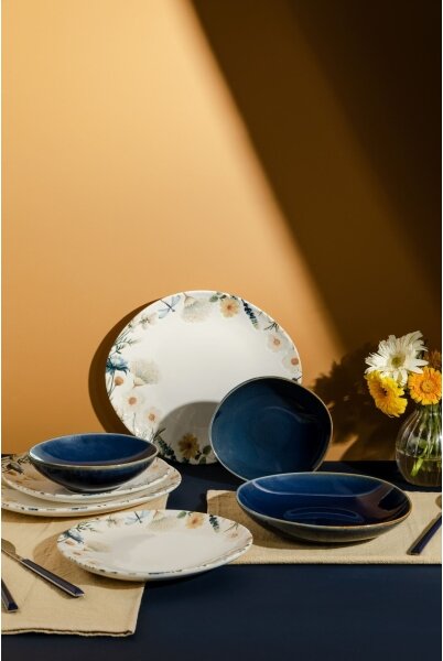 Jídelní sada 24 ks pestrobarevná/modrá/porcelán