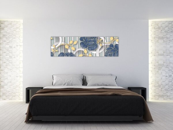Obraz - Růže a kruhy (170x50 cm)