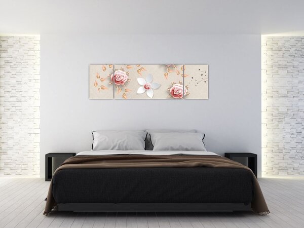 Obraz - Květy růží (170x50 cm)