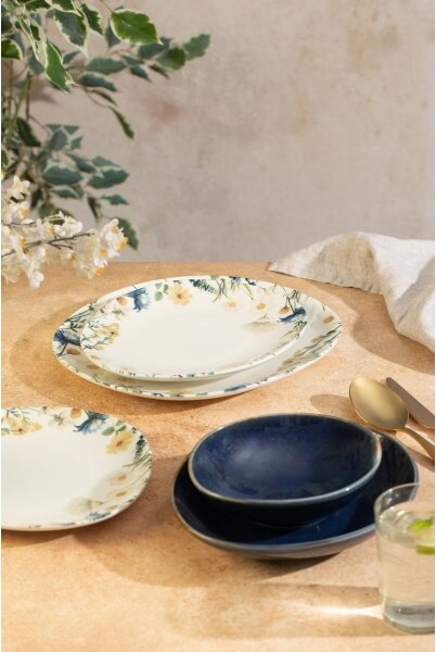 Jídelní sada 24 ks pestrobarevná/modrá/porcelán