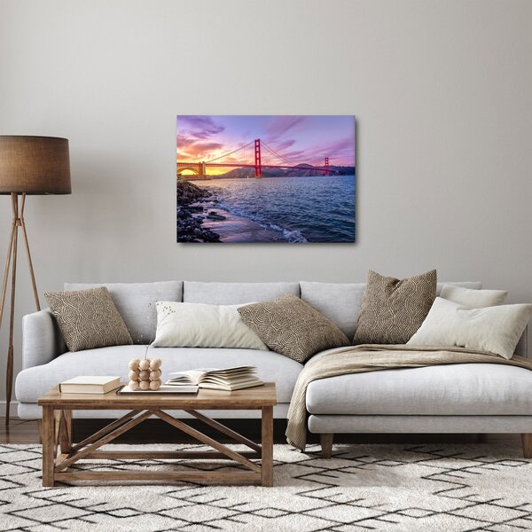 Obraz mostu se západem slunce (70x50 cm)