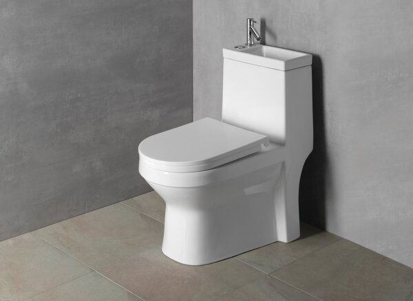 Aqualine - WC kombi s umyvadlem HYGIE keramika/bílá