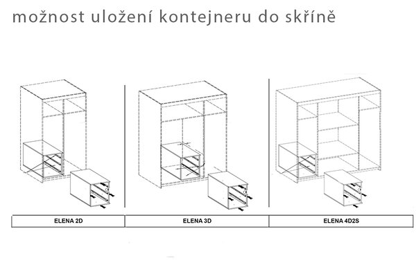 Kontejner do skříně ELENA | 38,6 cm | bílá
