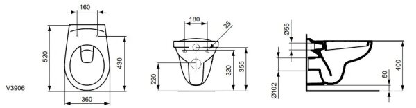 Ideal Standard V390601 - Závěsné WC EUROVIT keramika/bílá