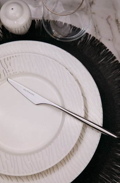 Jídelní sada 62 ks bílá/stříbrná/porcelán