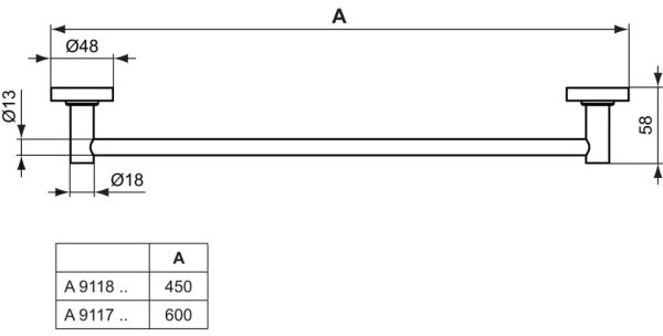 Ideal Standard A9117AA - Nástěnný věšák na ručníky IOM 60 cm lesklý chrom