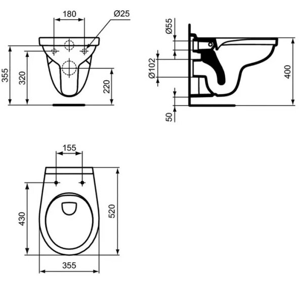 Ideal Standard W331301 - Závěsné WC Rimless SIMPLICITY keramika/bílá
