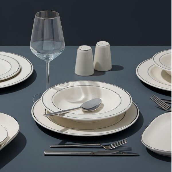 Jídelní sada 53 ks krémová/stříbrná/porcelán