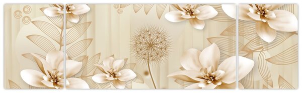 Obraz - Kompozice zlatých květin (170x50 cm)