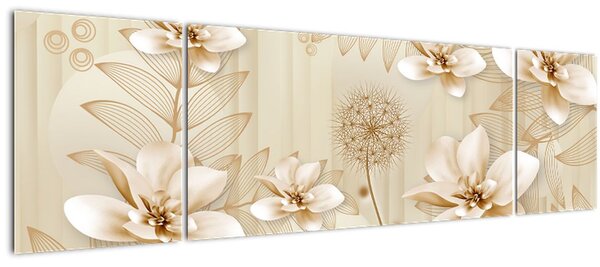 Obraz - Kompozice zlatých květin (170x50 cm)