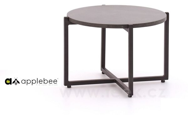 Apple Bee Odkládací stolek Soul, Apple Bee, kulatý 54x37 cm, rám hliník Taupe, deska beton šedočerná Lava